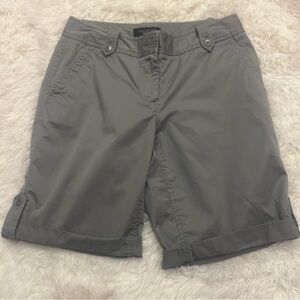 Talbots Roll-Cuff Chino Shorts Size 2 Grey Pockets